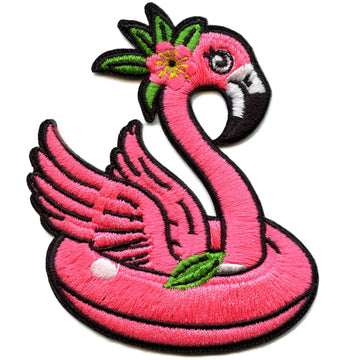 Joli patch flamant rose brodé à repasser pour flotteur de piscine d'été