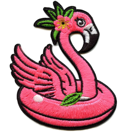 Joli patch flamant rose brodé à repasser pour flotteur de piscine d'été