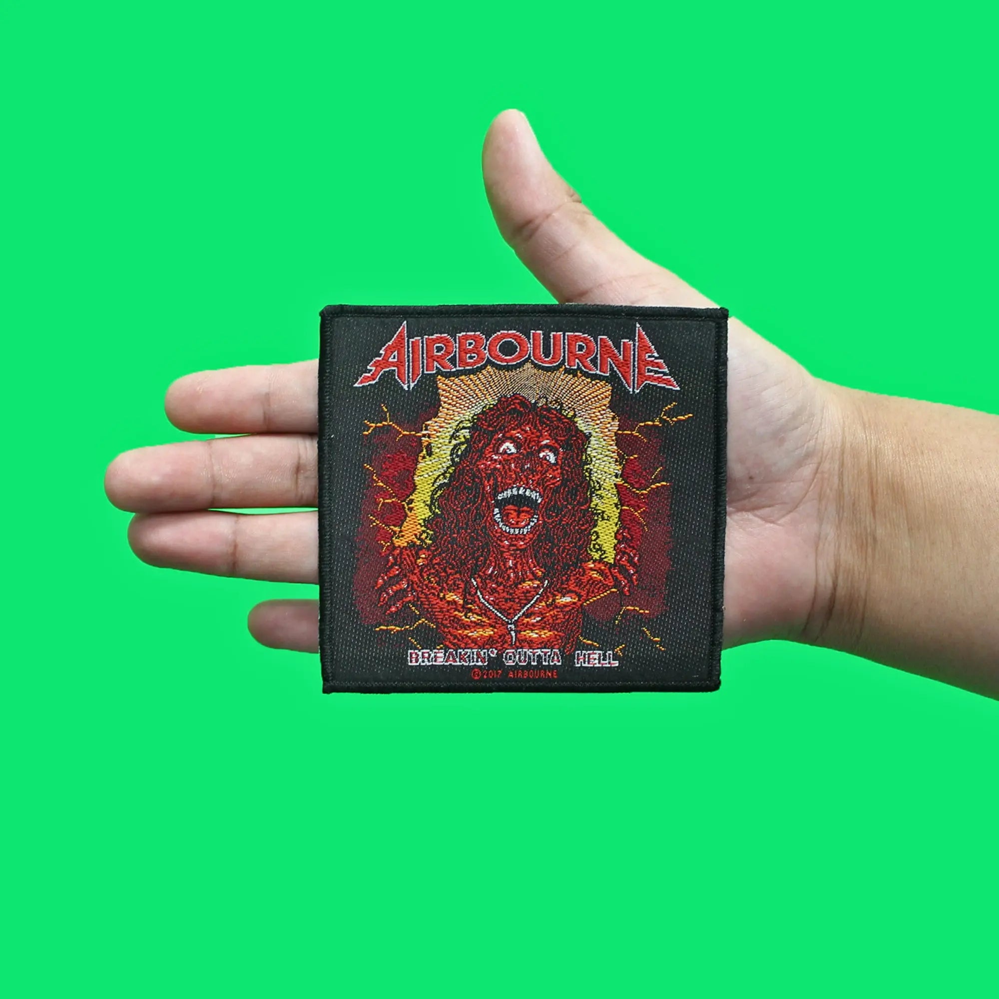 Airbourne Breakin' Outta Hell Patch Skin Ribcage Anatomy Woven Iron On