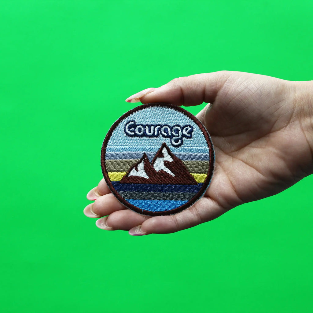 Courage Mountain Scene Patch Nature Badge Embroidered Iron On 
