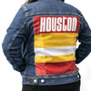Custom Houston Basketball Team Retro Rainbow Dark Denim Jacket For Women 