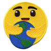Hugging Earth Emoji Embroidered Iron On Patch 