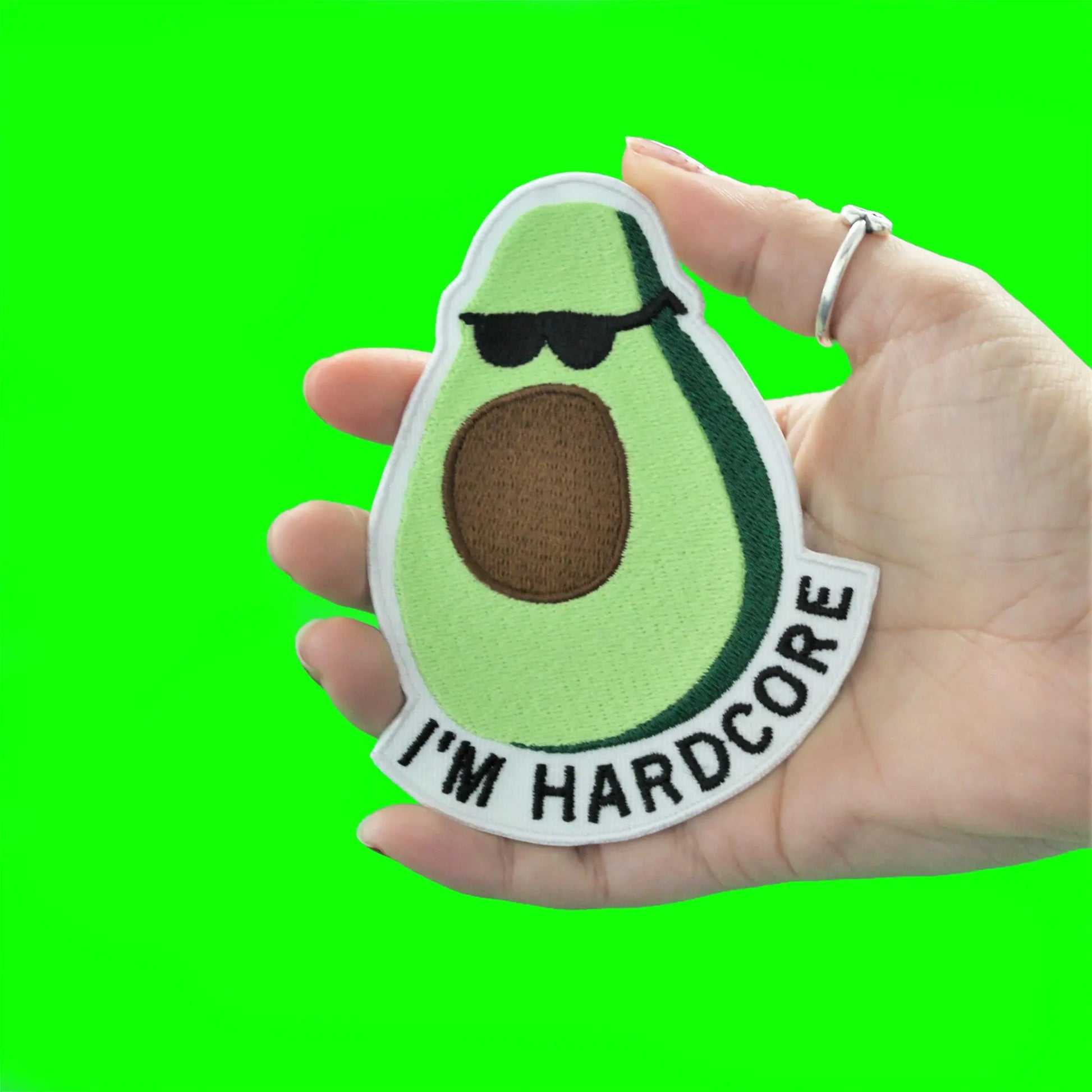 Gangster Avocado I'm Hardcore Embroidered Iron On Patch 