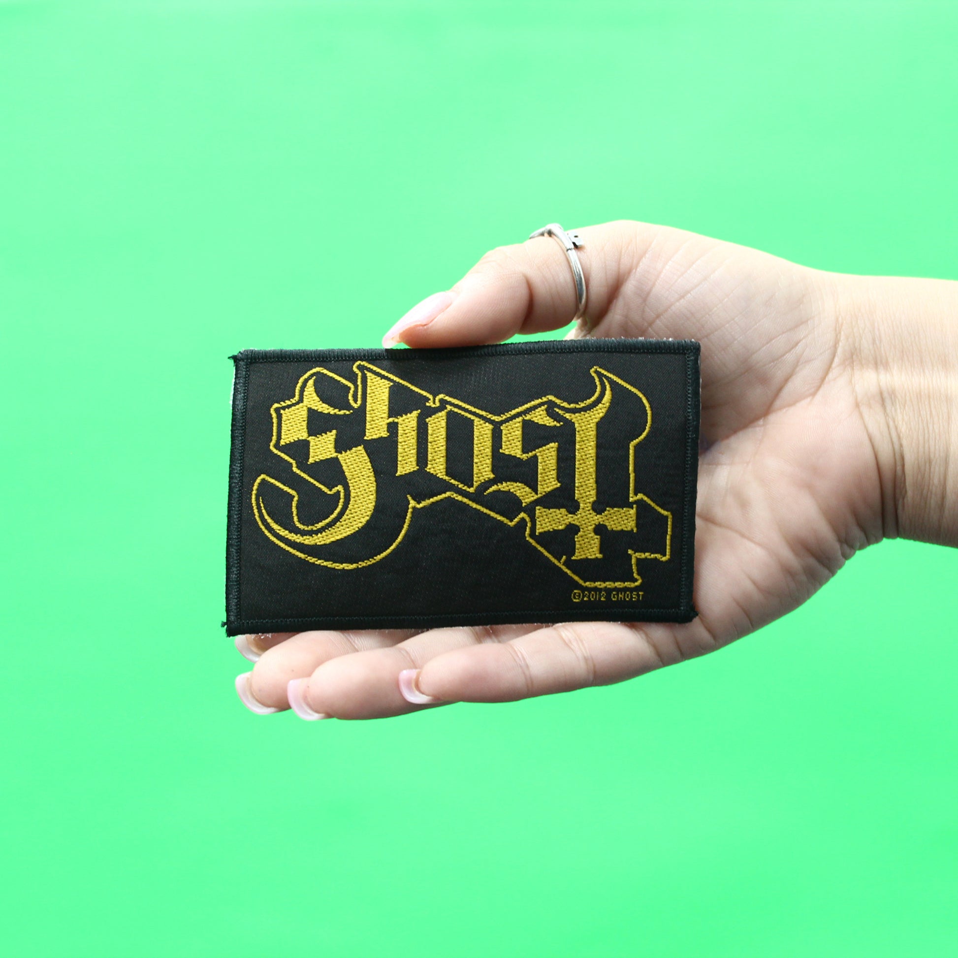 Ghost Yellow Logo Patch Rock Band Woven Iron On