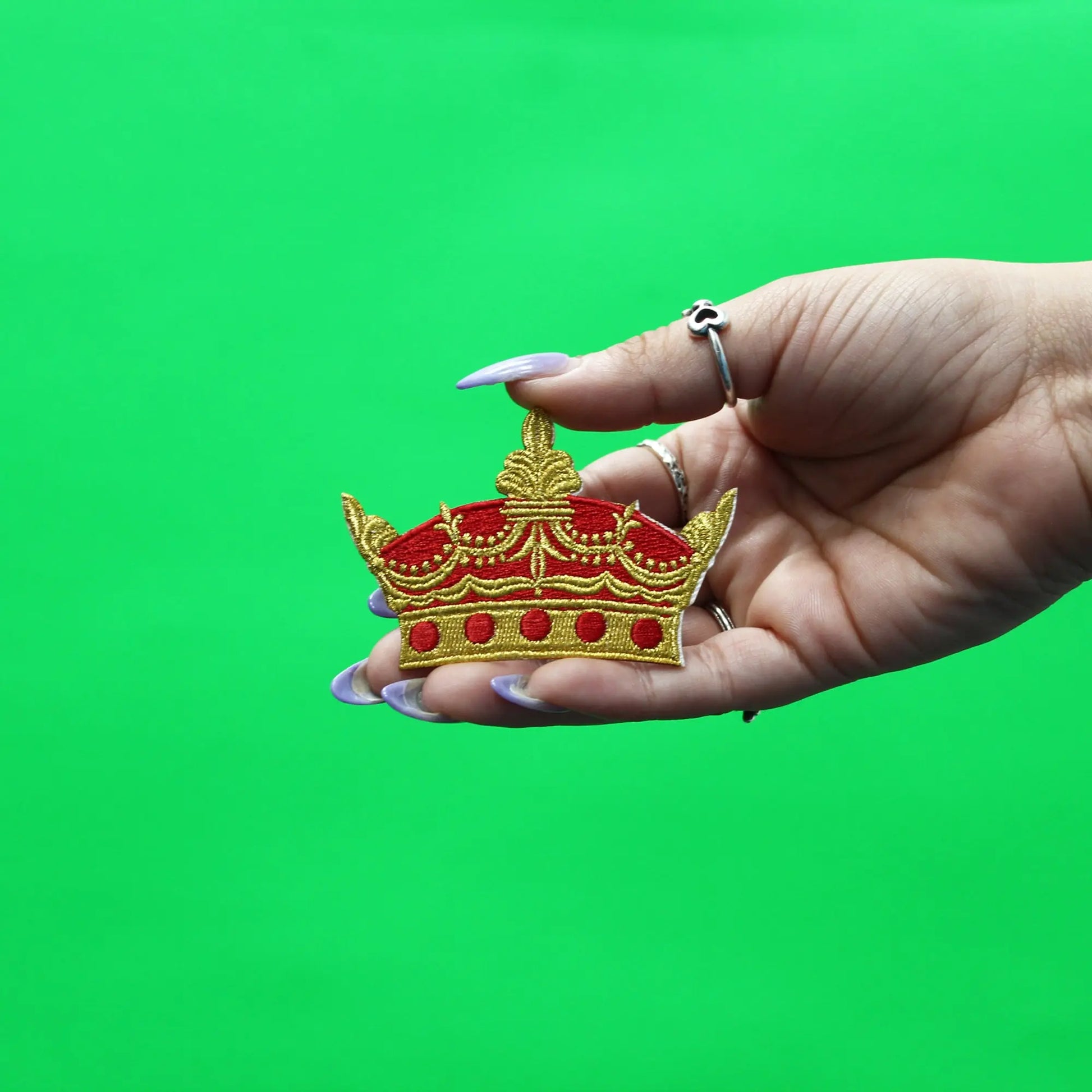 Royal Crown Metallic Embroidered Iron On Patch 