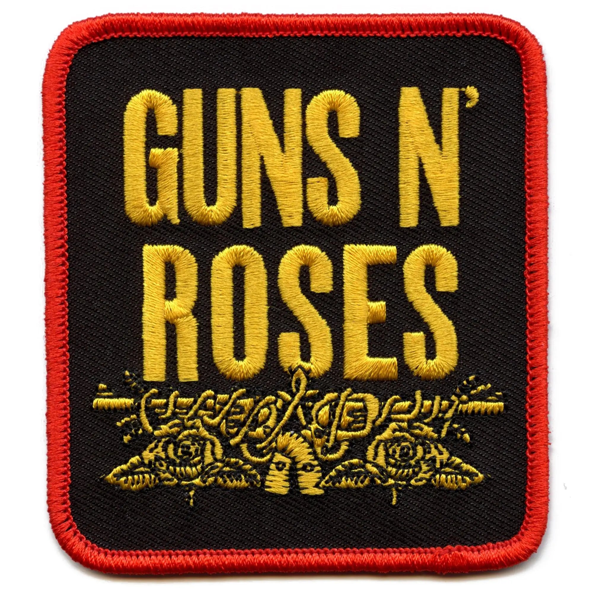 Guns N' Roses Patch Rock Band Logo Embroidered Iron On With Red Border
