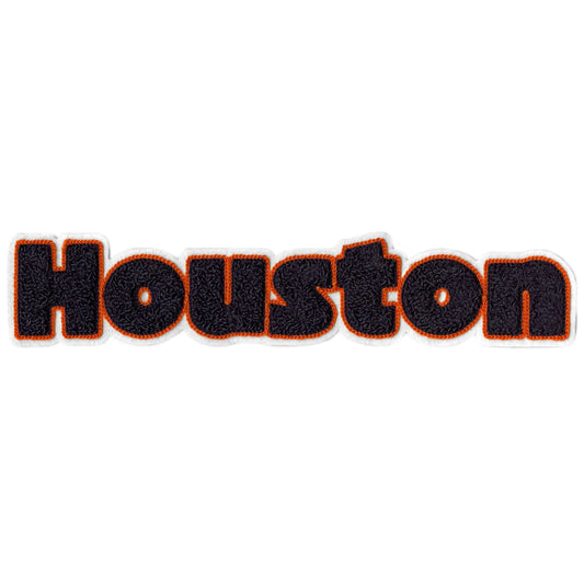 Houston Orange and Navy Chenille Patch Texas Fabric Iron On 