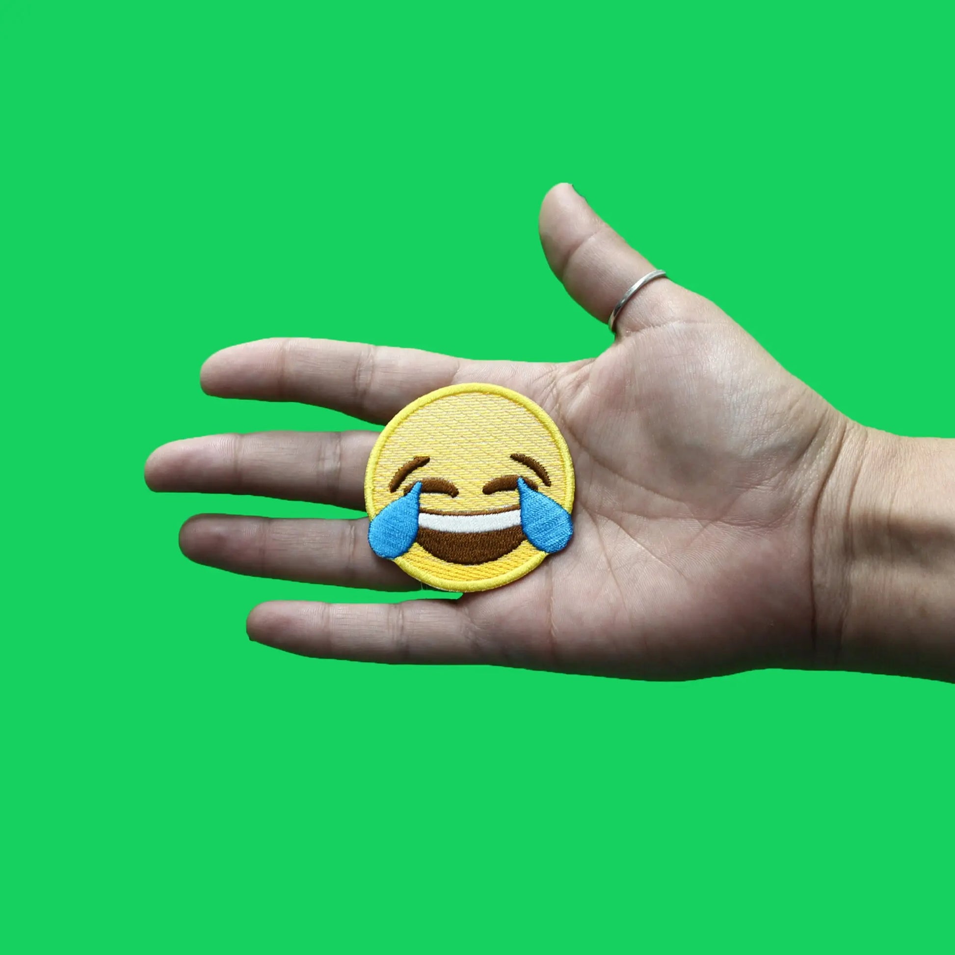 Laughing Emoji Embroidered Iron On Patch 