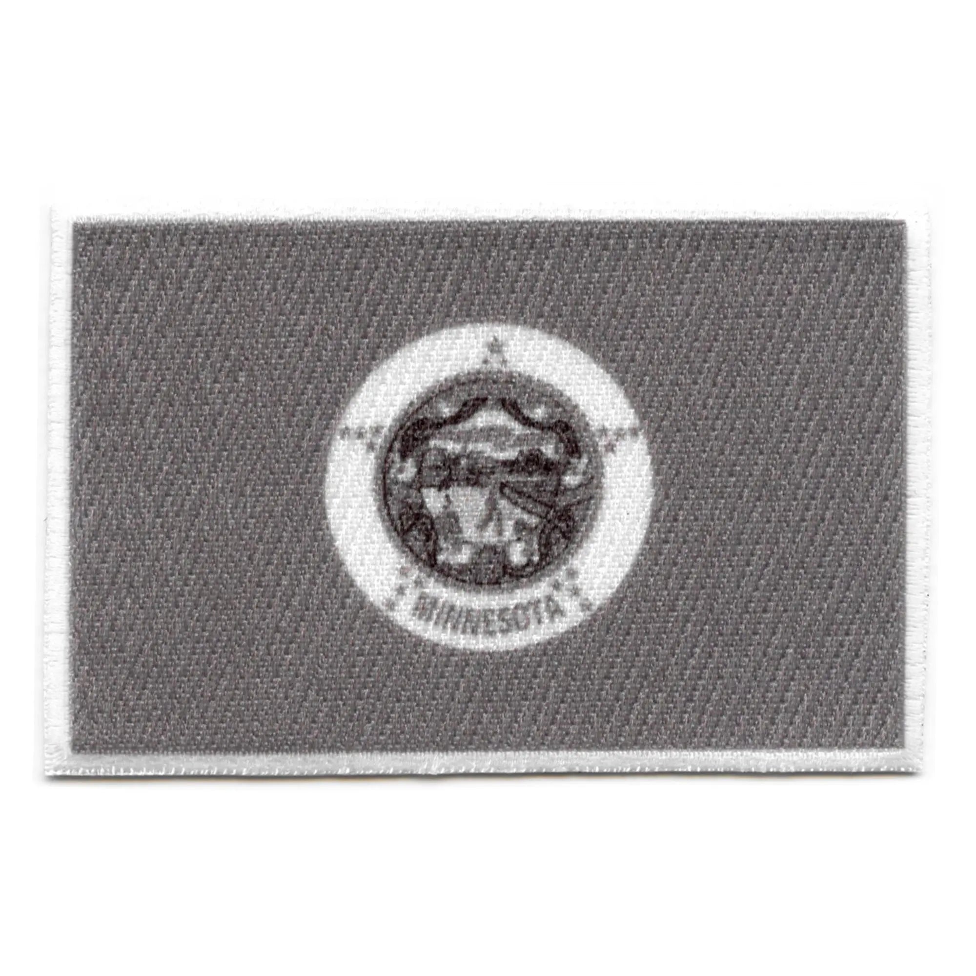 Minnesota Patch State Flag Grayscale Embroidered Iron On 