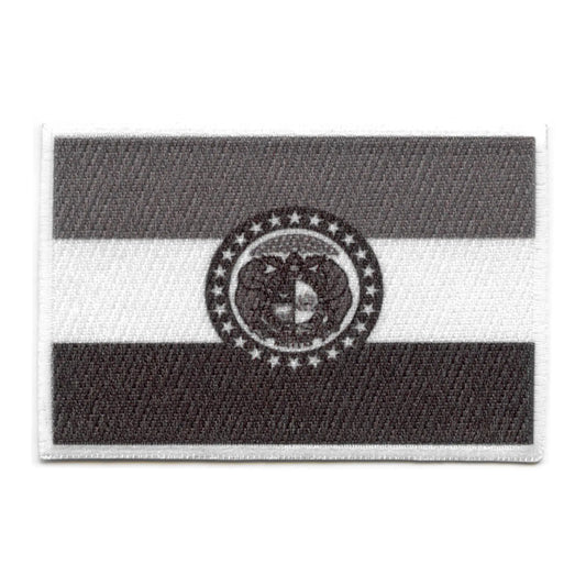 Missouri Patch State Flag Grayscale Embroidered Iron On 