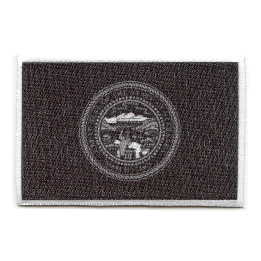 Nebraska Patch State Flag Grayscale Embroidered Iron On 