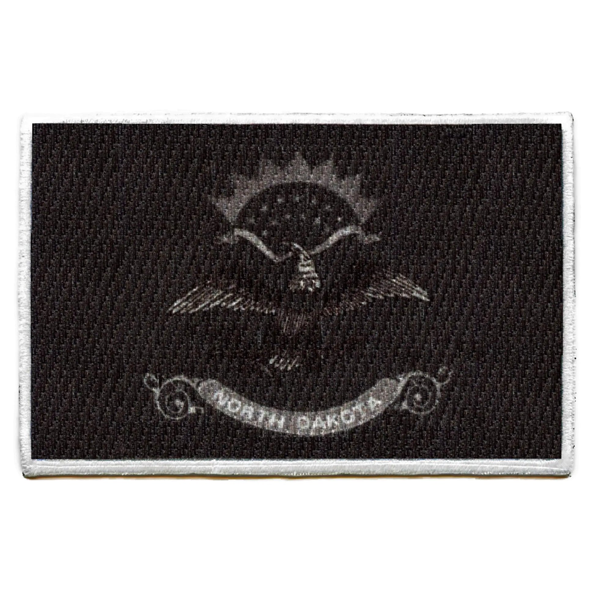 North Dakota Patch State Flag Grayscale Embroidered Iron On 