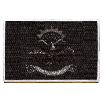 North Dakota Patch State Flag Grayscale Embroidered Iron On 