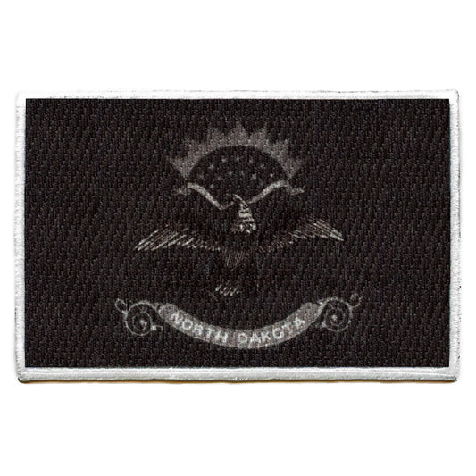 North Dakota Patch State Flag Grayscale Embroidered Iron On 