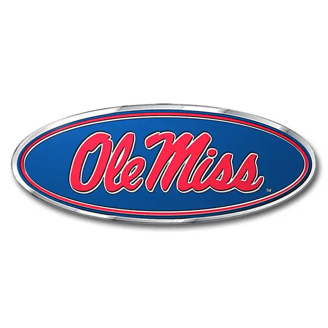 Ole Miss Rebels Colored Aluminum Car Auto Emblem 