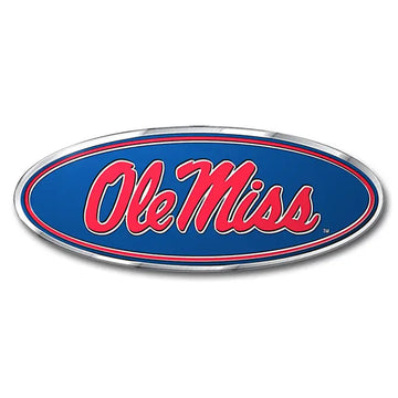 Ole Miss Rebels Colored Aluminum Car Auto Emblem 