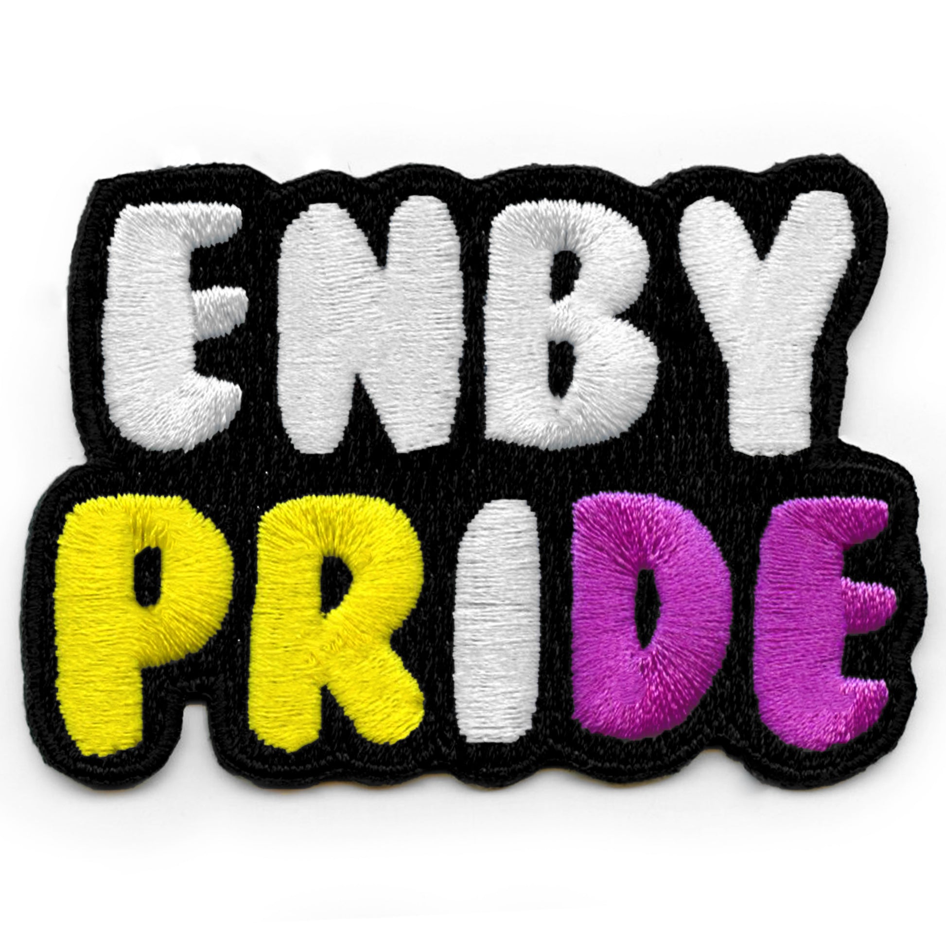 Nonbinary Pride Script Patch Gender Identity LGBTQ+ Embroidered Iron On