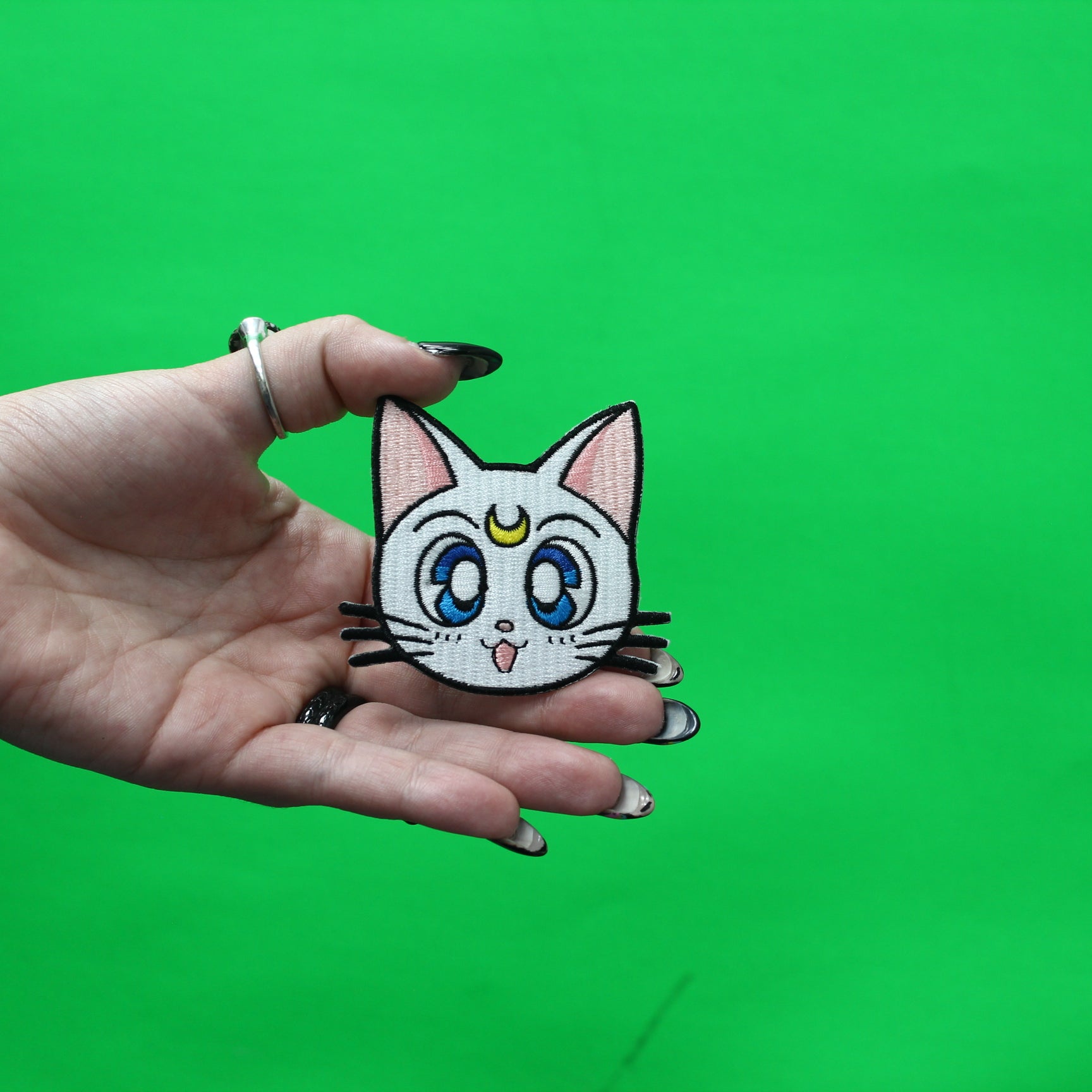 Sailor Moon Artemis Patch Cat Headshot Embroidered Iron On - Small