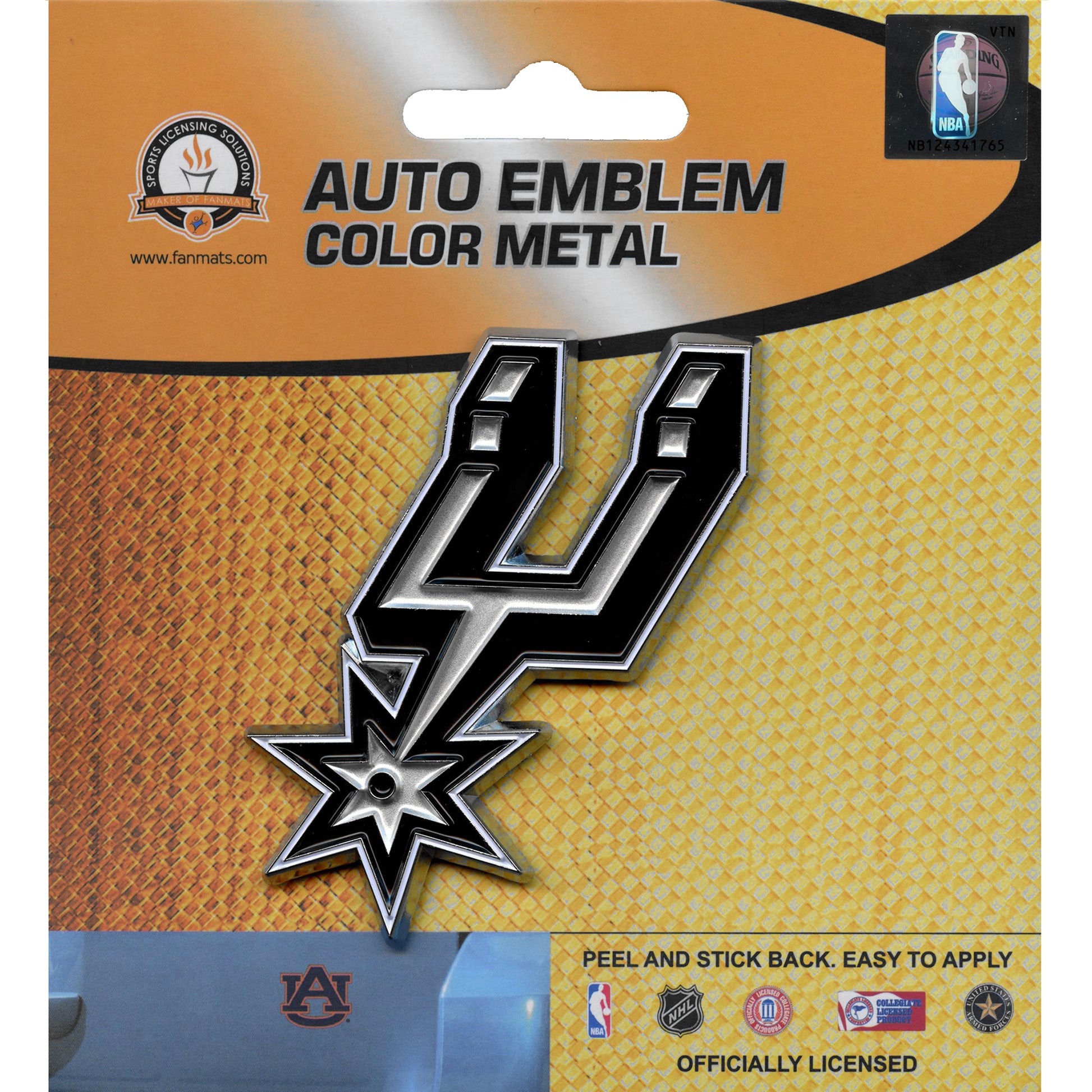 San Antonio Spurs Logo Solid Color Metal Auto Chrome Emblem 