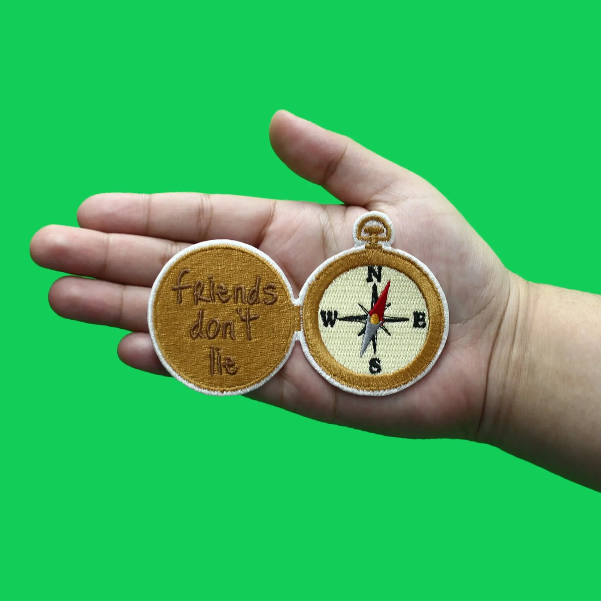Friends Don't Lie Compass Patch Strange TV Friendship Embroidered Iron On