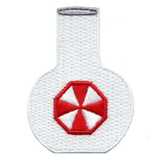 Red Umbrella Beaker Flask Iron On Embroidered Patch 