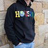 Custom Black Houston Astro World Themed Font Parody Embroidered Pullover Hoodie 
