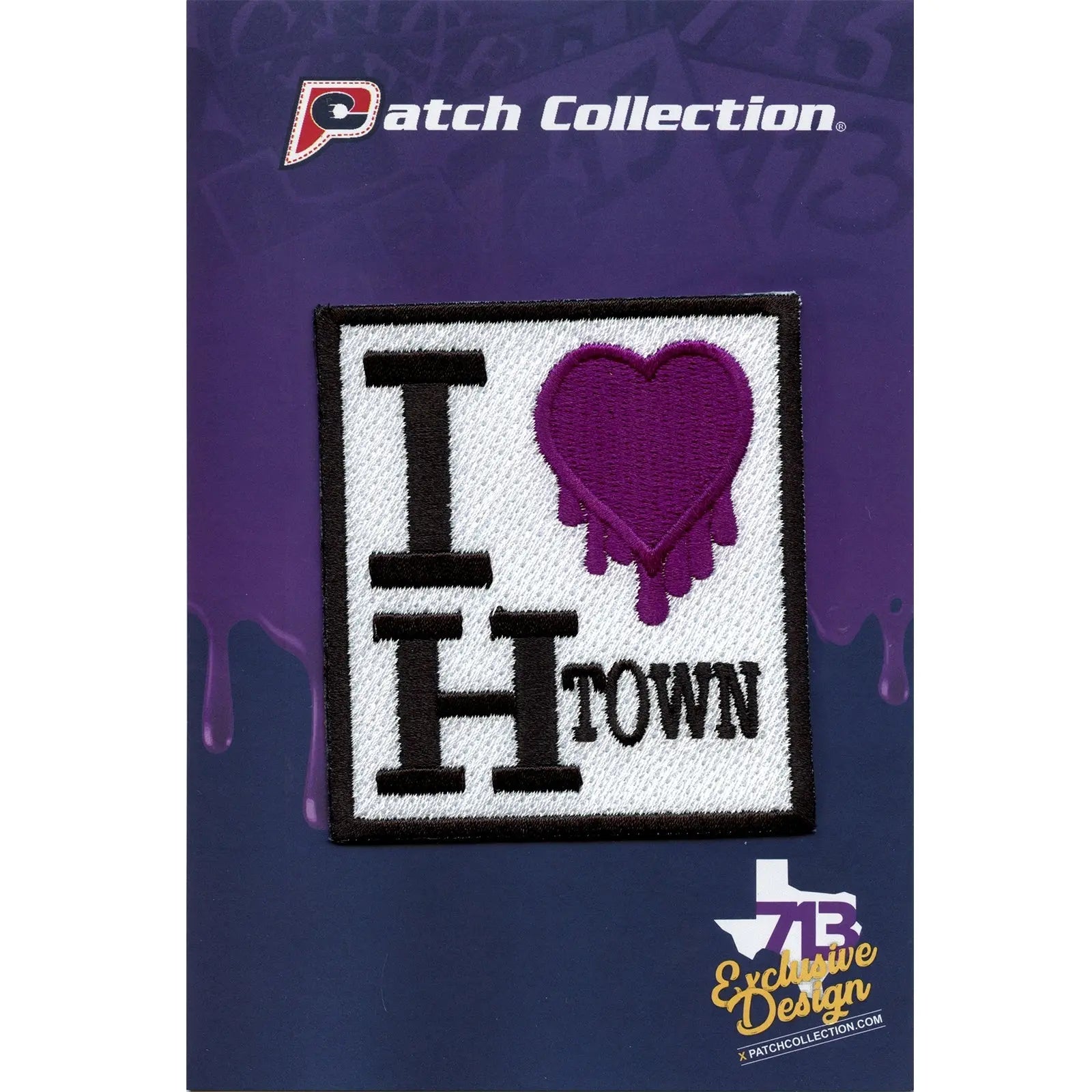I Heart H Town Houston Purple Heart Iron On Patch 