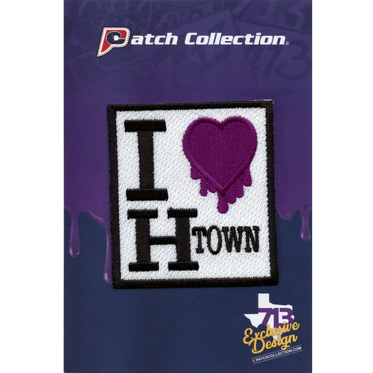 I Heart H Town Houston Purple Heart Iron On Patch 