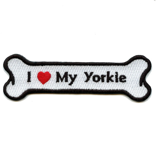 I Heart My Yorkie Dog Bone Iron On Applique Patch 