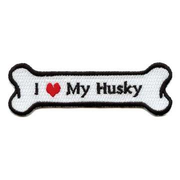 I Heart My Husky Dog Bone Iron On Applique Patch 